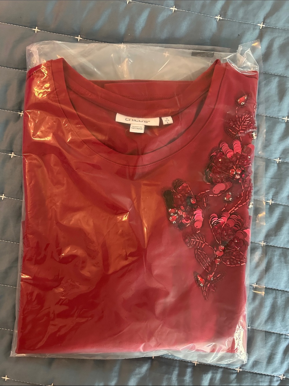 Chico's Scarlet Ponte Tunic with Floral Sequin Accent - Picture 12 of 12